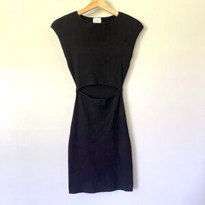 Wilfred Free Aritzia Dress Size XS Ribbed Knit Bodycon Cut-Out Mini Black LBD